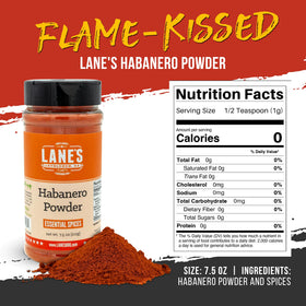 Lane’s Habanero Powder on meat rub adds fiery flavor.