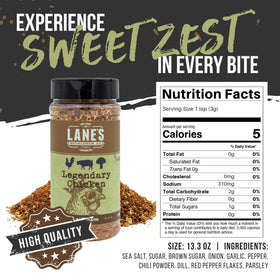 Lane's Legendary Chicken Rub ideal for air fryer chicken.