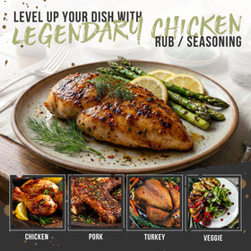 Lane's Legendary Chicken Rub for oven baked chicken with even coating.