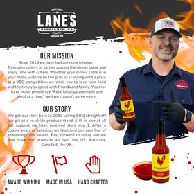Lane's One Legged Chicken Buffalo Sauce 10 oz bottle.