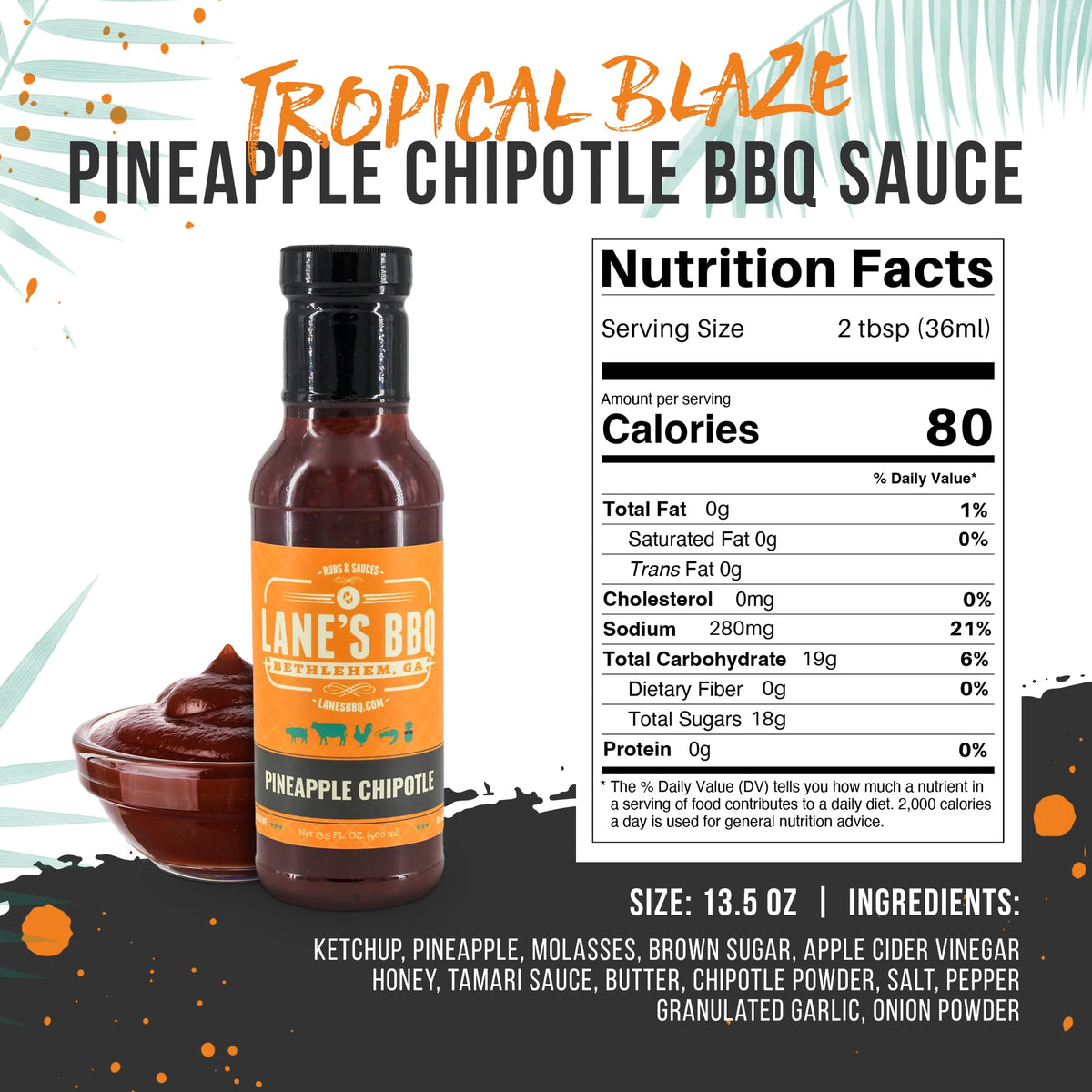 Lane's Pineapple Chipotle BBQ Sauce served with a platter for a family cookout