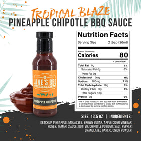 Lane's Pineapple Chipotle BBQ Sauce served with a platter for a family cookout