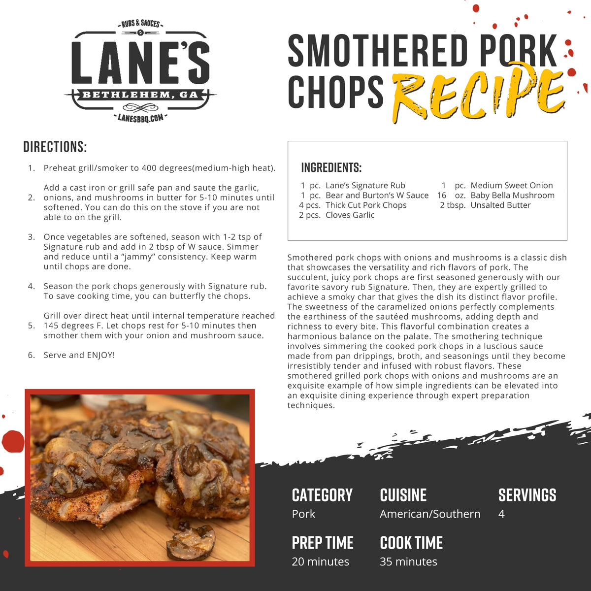 Lane's Signature BBQ Rub label with gluten-free no additives messaging