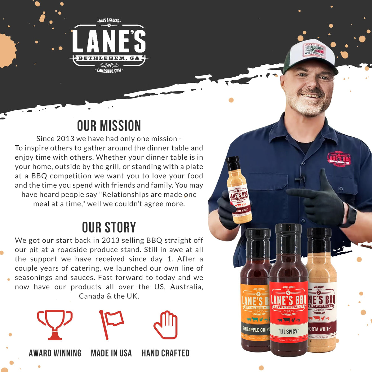 Lane's Sorta White BBQ Sauce 13.5oz packaging for gatherings