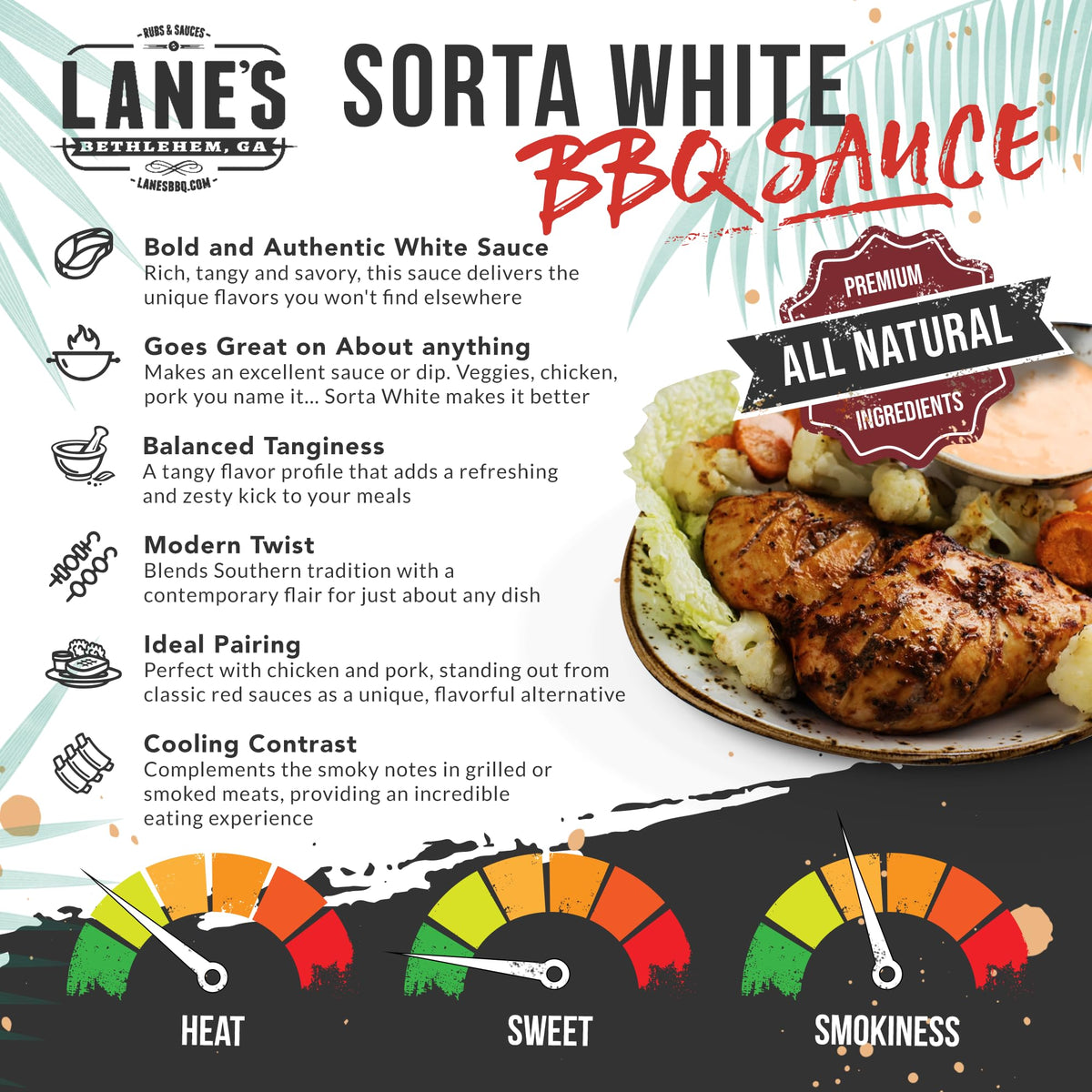 Lane's Sorta White BBQ Sauce dipping plate scene for versatile use