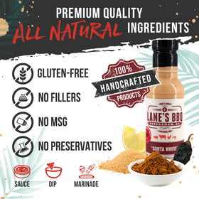 Lane's Sorta White BBQ Sauce ingredients closeup on clean label