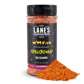 Lane's Spellbound pork rub jar front, vibrant all-natural seasoning for pork