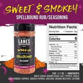 Lane's Spellbound pork rub being sprinkled with an easy-to-pour lid