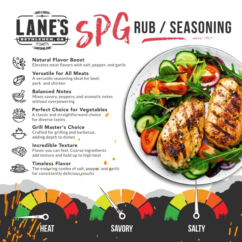 Lane's SPG coarse-grain close-up shows salt, pepper, garlic texture.
