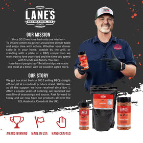Lane's Sweet Heat packaging shown for easy shopping and versatile BBQ use.