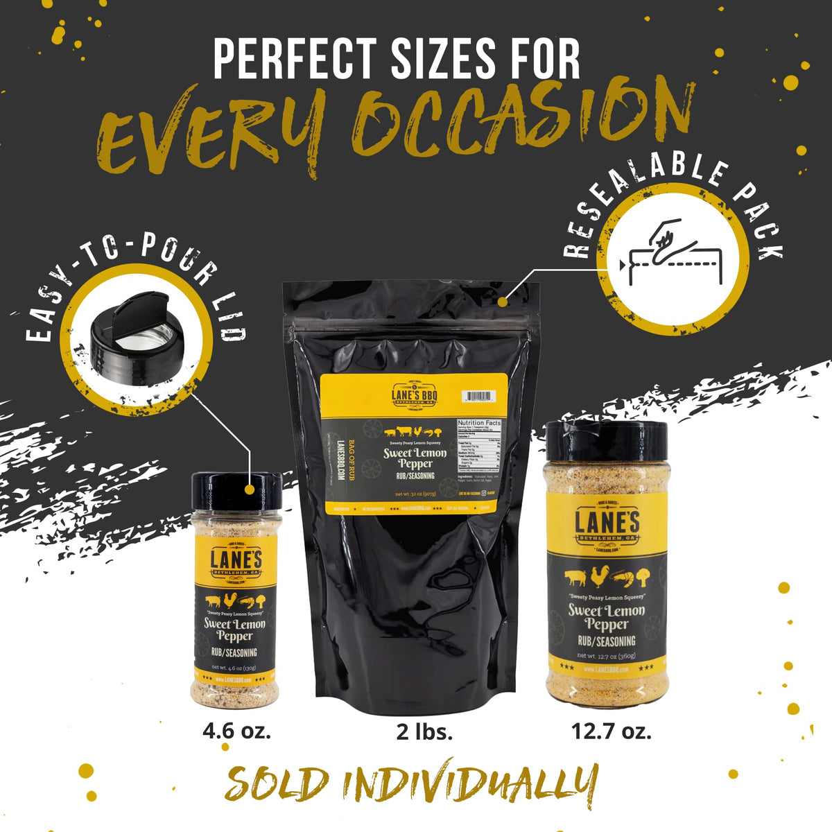 Lane's Sweet Lemon Pepper glass bottle; premium pantry staple for everyday cooking