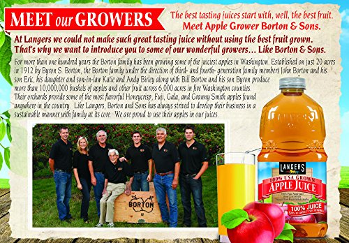 Langers Apple Juice closeup label, 100% juice from concentrate.