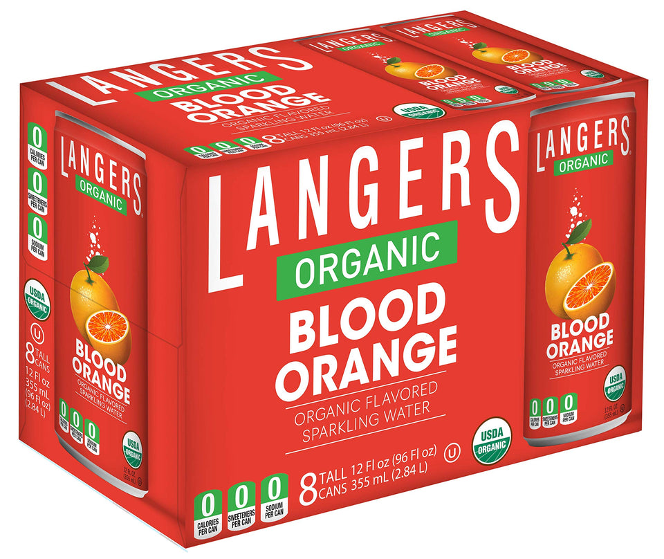 Langers Blood Orange sparkling water bottle for a refreshing, zero-calorie on-the-go option.