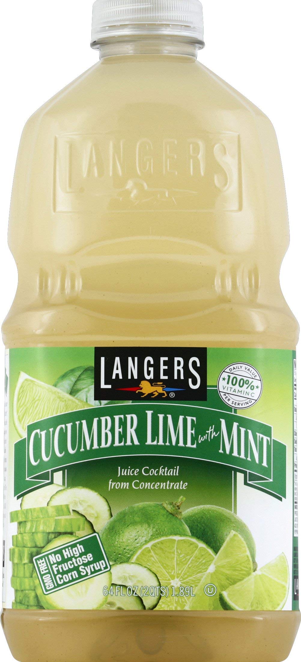 Langers Cucumber Lime with Mint bottle shows refreshing flavor and vitamin C boost