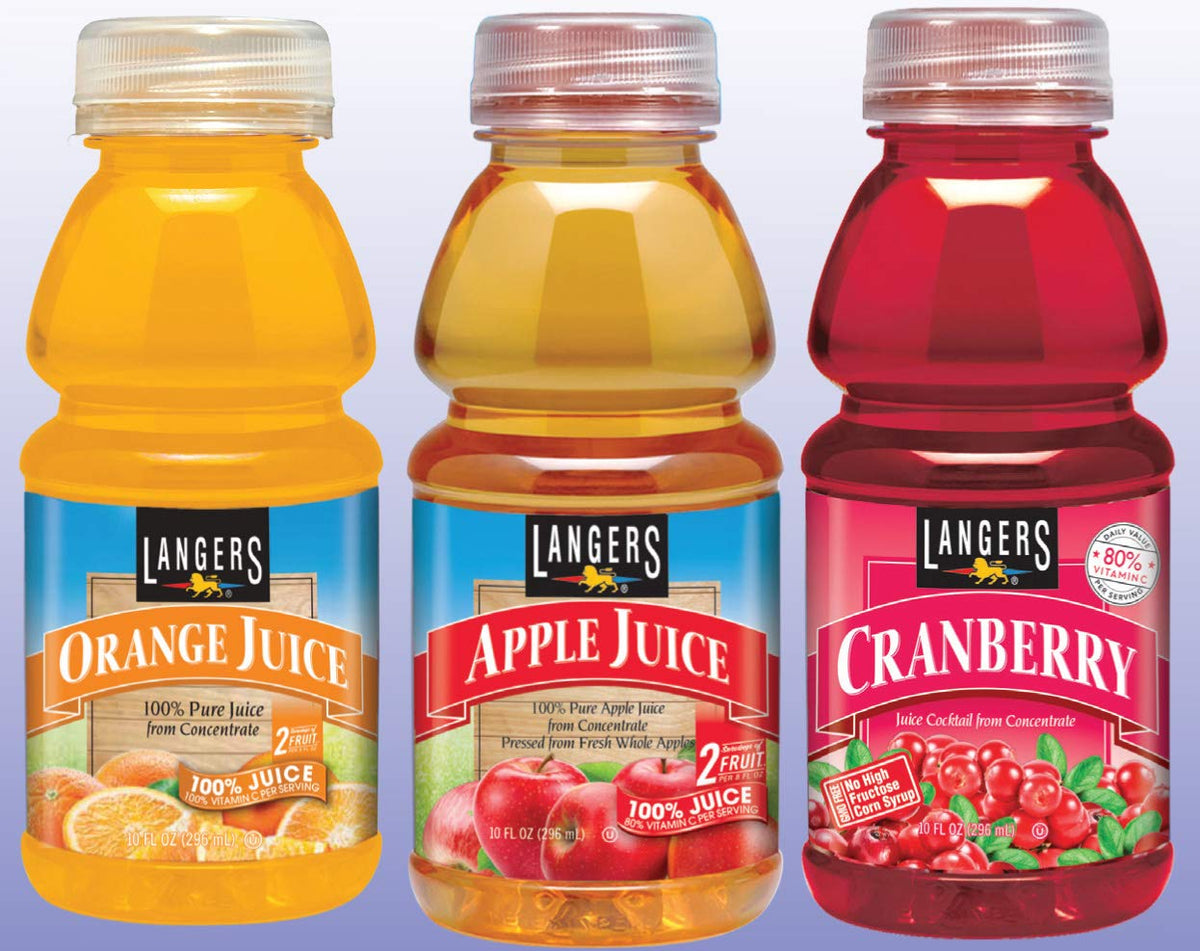 Langers juice pour into glass showing a ready-to-drink option for busy mornings