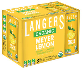 Langers Meyer Lemon sparkling water bottle with crisp branding for refreshing hydration