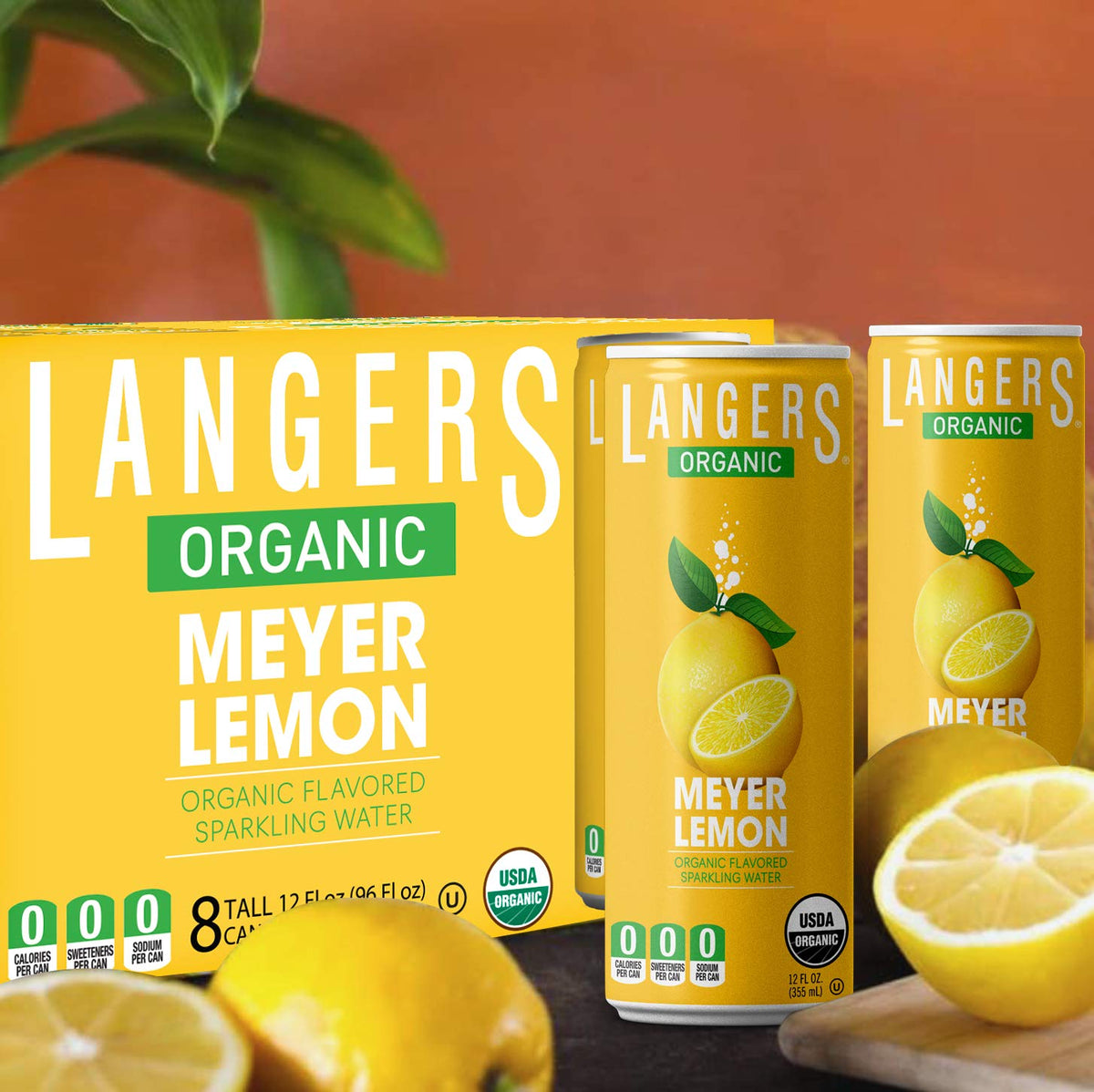 Pouring Langers sparkling water into a glass shows bright citrus aroma and fizz