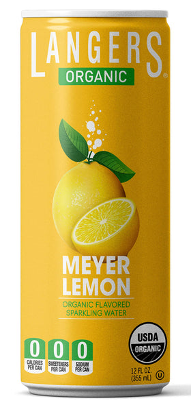 Langers label close-up highlighting organic flavors and unsweetened appeal