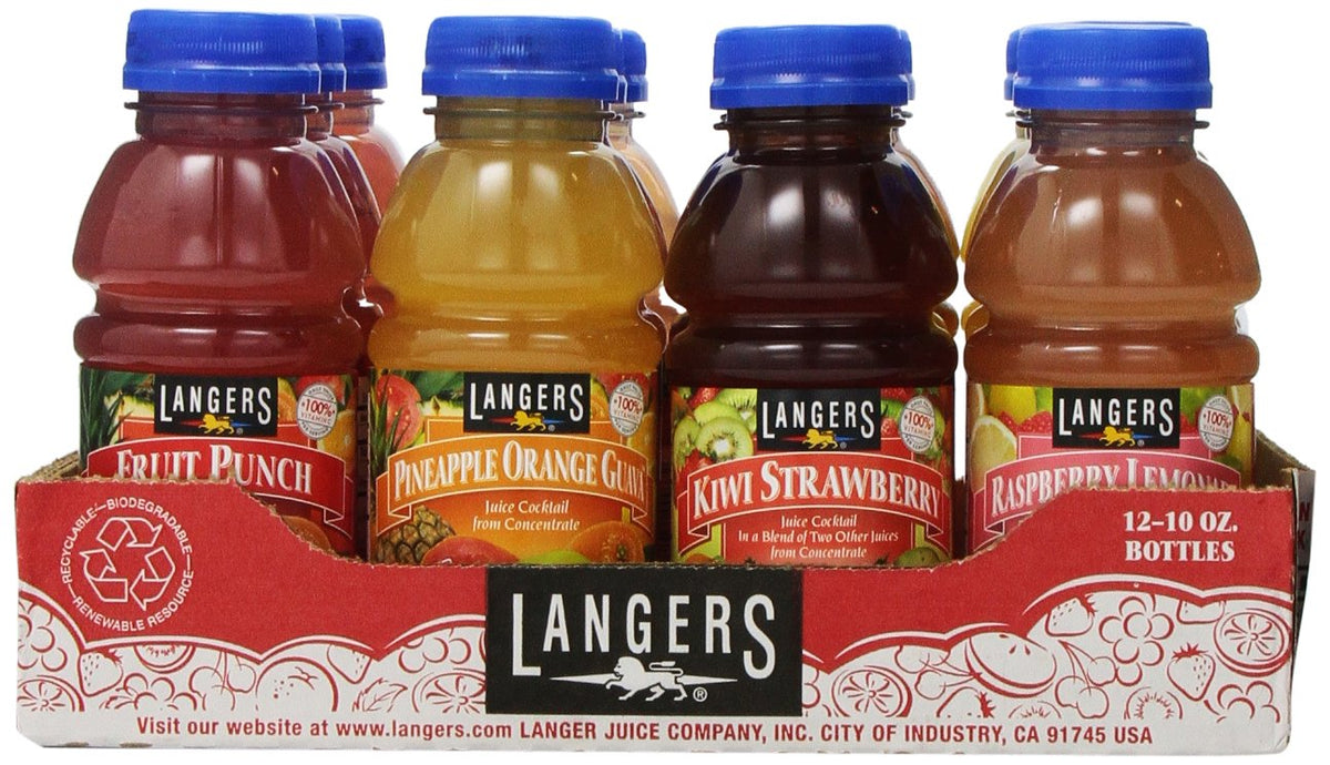Langers Tropical Variety Pack kiwi strawberry bottle for refreshing on-the-go hydration.