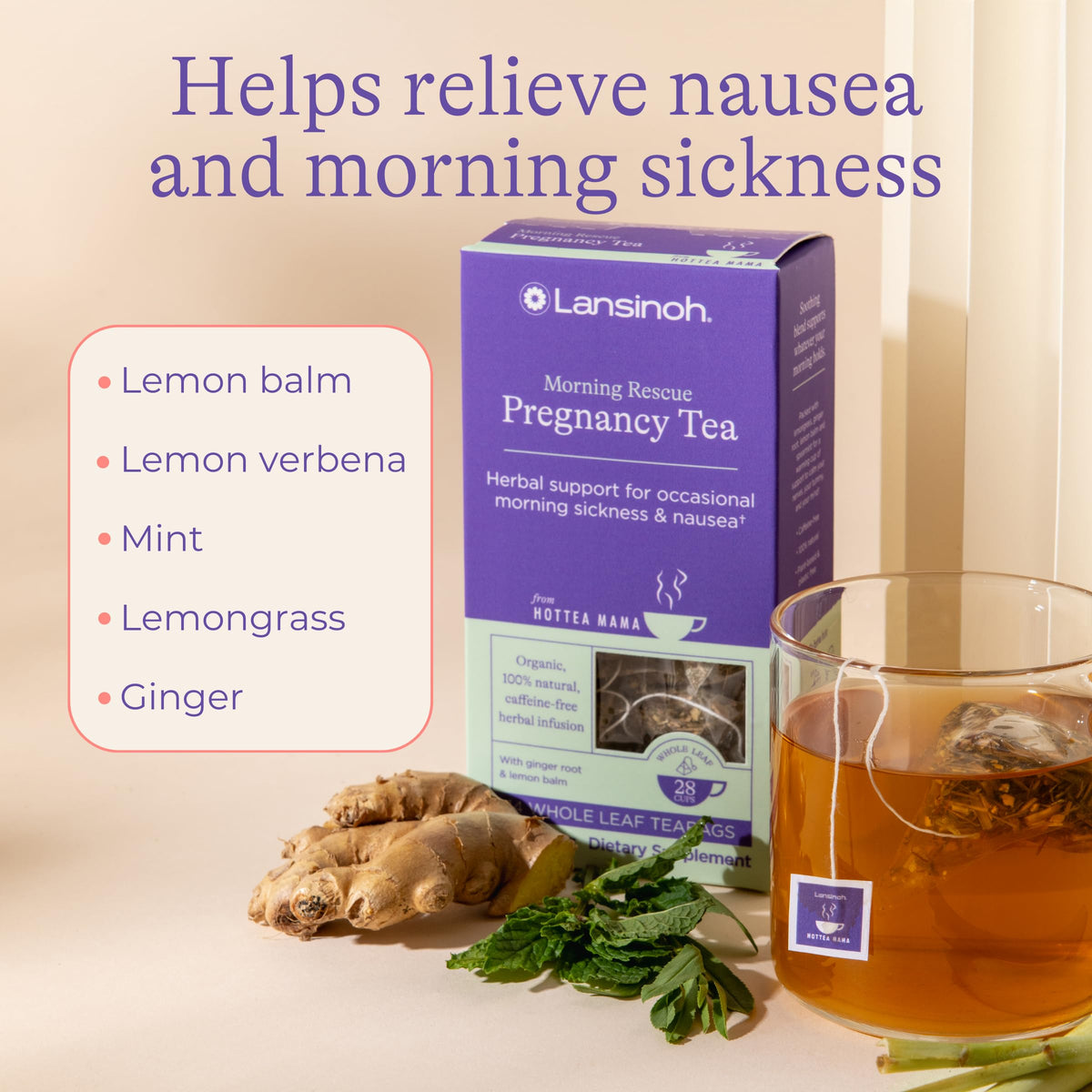 Ginger pieces in Morning Rescue tea adding warm, soothing notes.