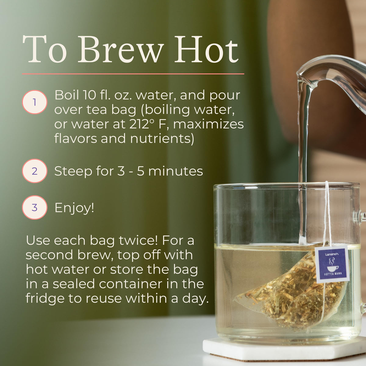 Mint leaves in Morning Rescue tea suggesting fresh aroma and relief.