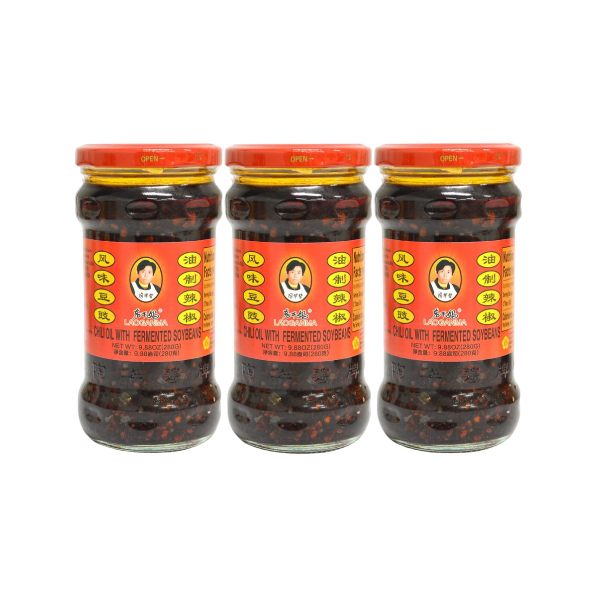 Lao Gan Ma chili oil with fermented soybeans drizzled on noodles for bold, savory flavor