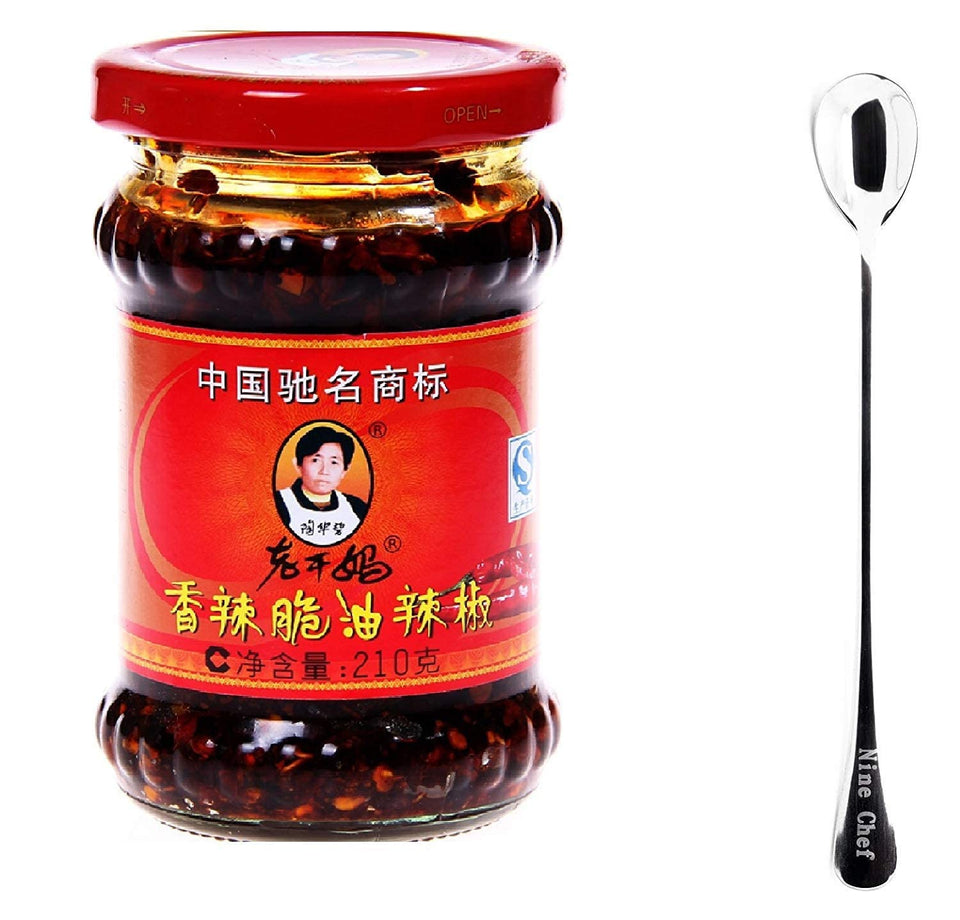 Lao Gan Ma Spicy Chili Crisp jar with bold chili bits for vibrant flavor.