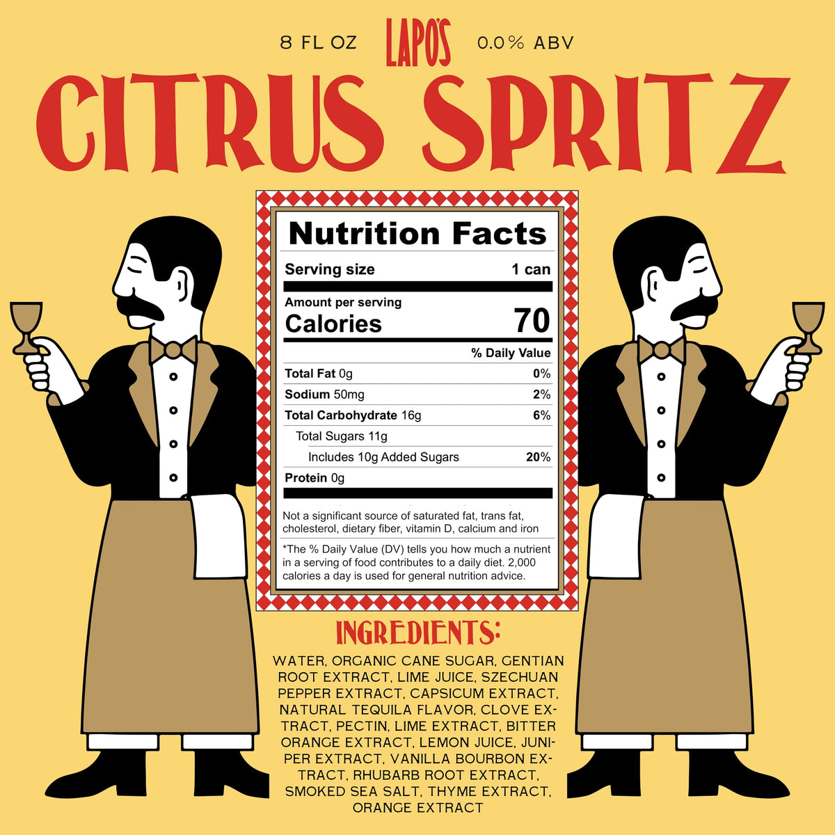 Lapo's Citrus Spritz can on ice, ready for a chill non-alcoholic sip.