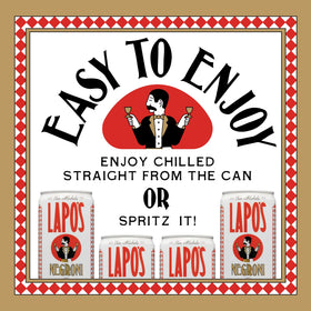 Lapo's Negroni visual emphasizes bitter-sweet profile and citrus notes.