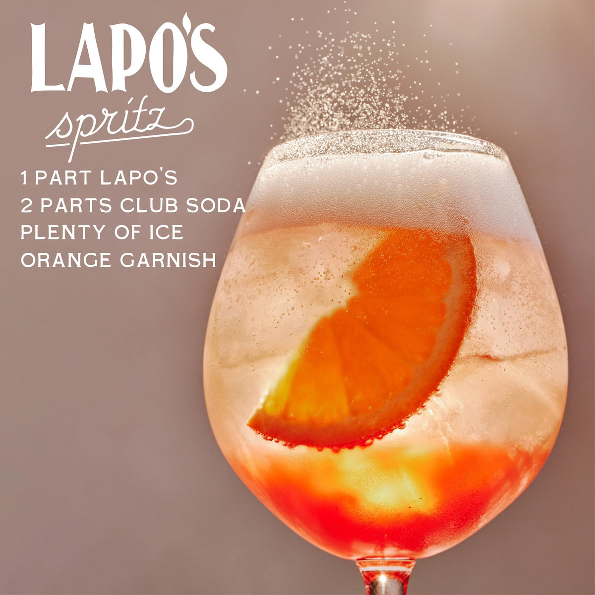Lapo's non-alcoholic Negroni-style mix in a tall glass.