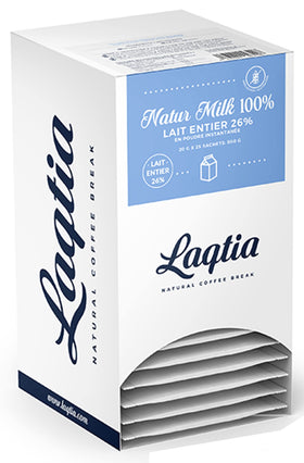 Laqtia instant full cream milk packets box for quick, on-the-go dairy