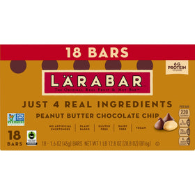 LÄRABAR 18-bar box packaging, convenient pantry snack for the family.