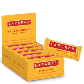 Close-up of LÄRABAR Banana Bread bar texture showing chewy, natural sweetness.