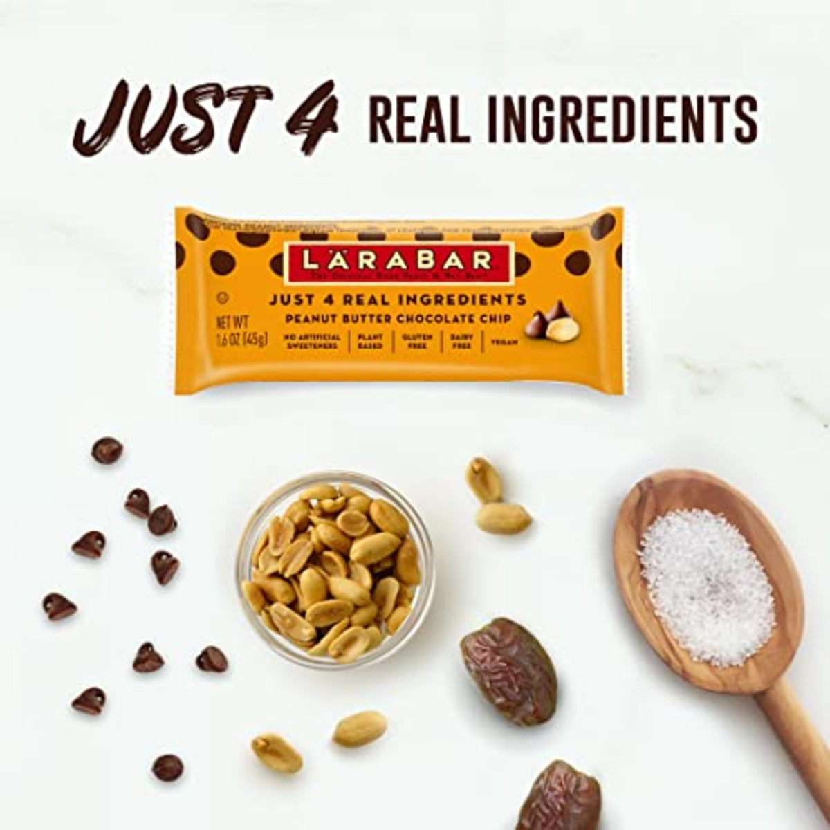 LÄRABAR Bar packaging ingredients, clear labels and simple ingredients.