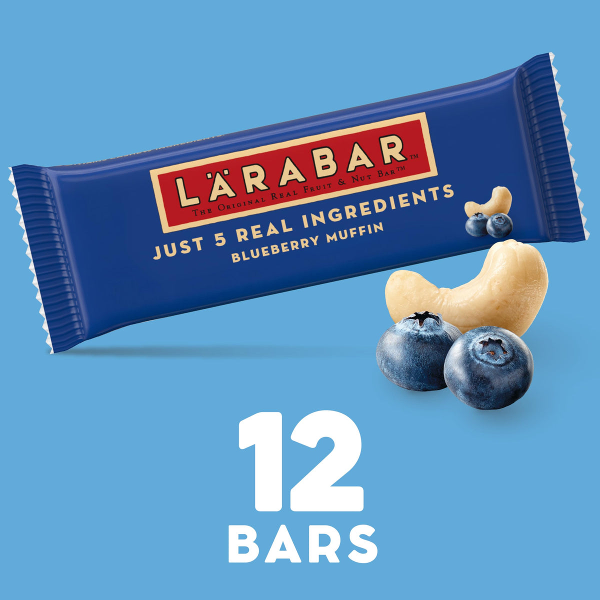 Gluten-free vegan label on Larabar Blueberry Muffin bar.
