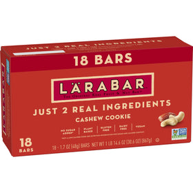 LÄRABAR Cashew Cookie bar shows simple ingredients for a quick snack