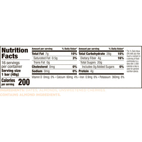 LÄRABAR Cherry Pie bar box front emphasizes gluten-free and vegan claims.