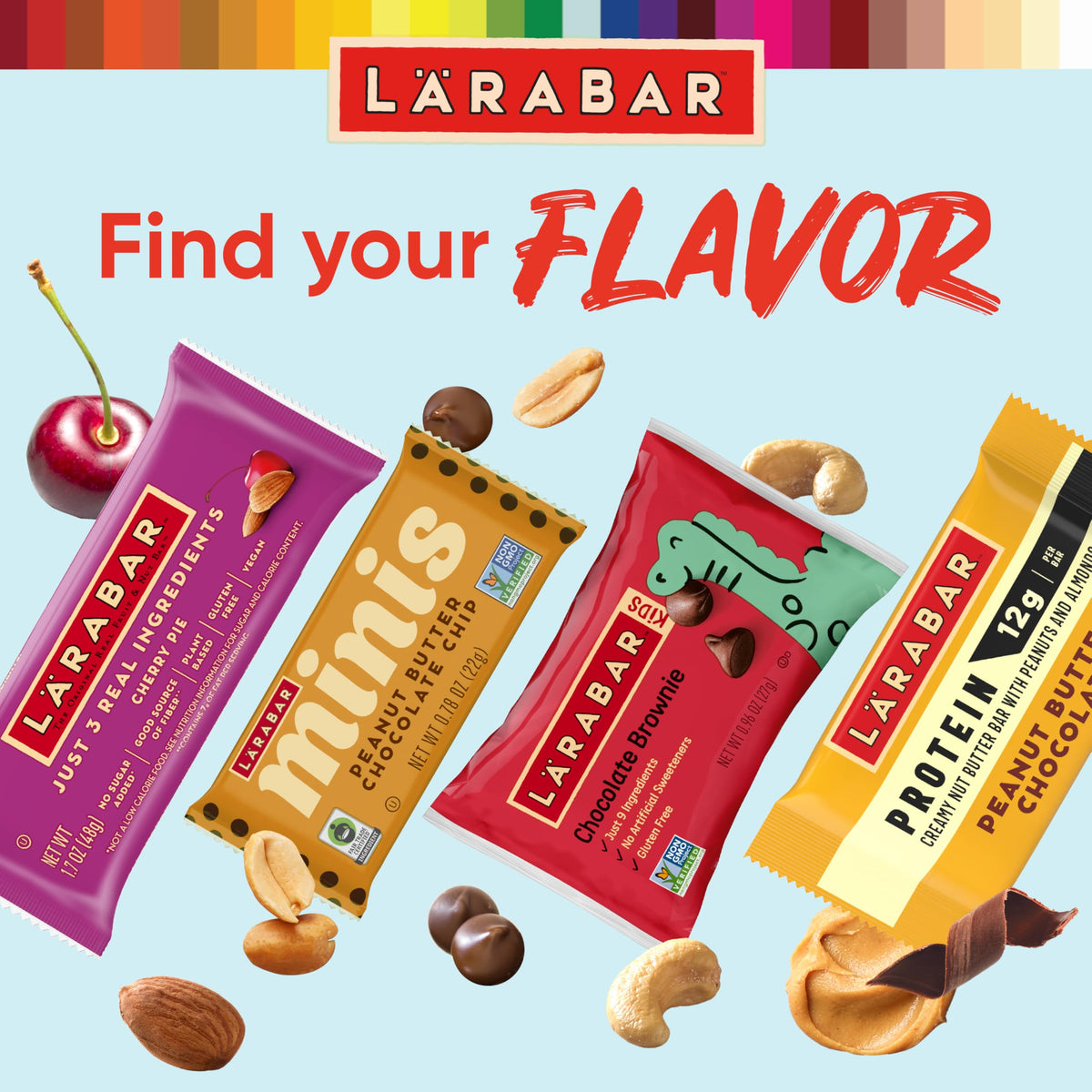 LÄRABAR Cherry Pie bar 16 bars in box signals bulk value for pantry.