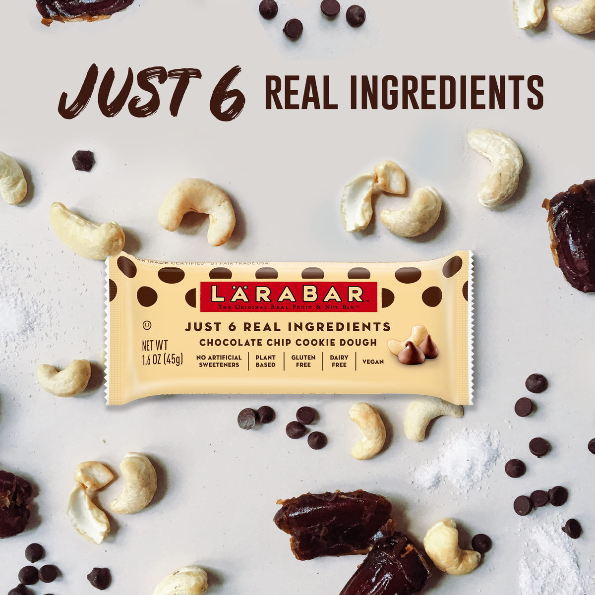 LÄRABAR box of chocolate chip cookie dough bars highlighting packaging