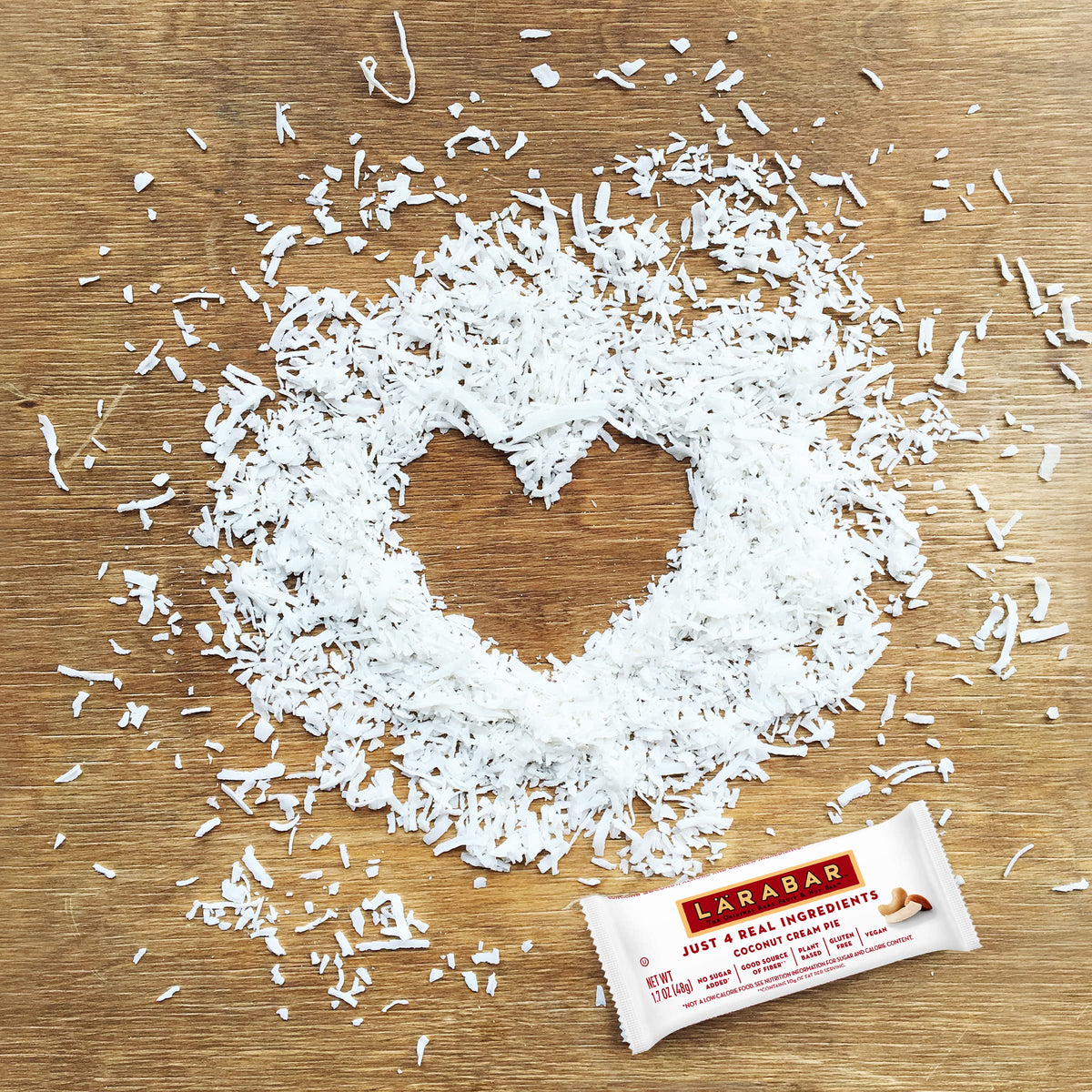 LÄRABAR Coconut Cream Pie bar, gluten-free vegan option for plant-based snacking.