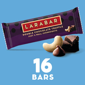 Larabar Double Chocolate Truffle ingredients list featuring dates and cashews.