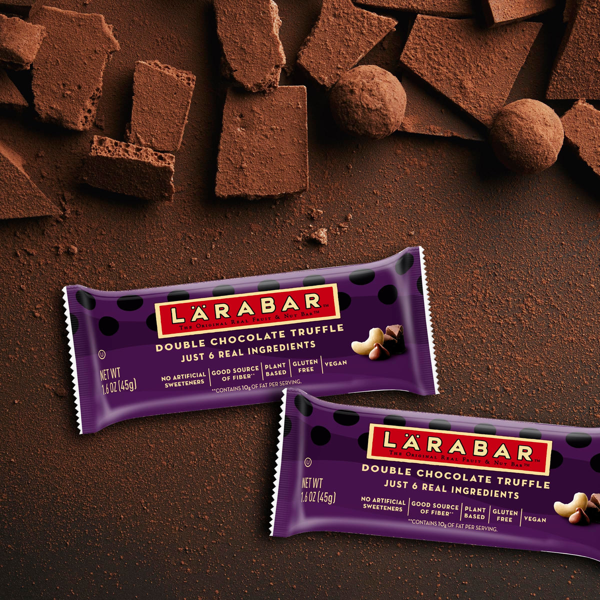 LÄRABAR Double Chocolate Truffle on the go, packable and mess-free snack.