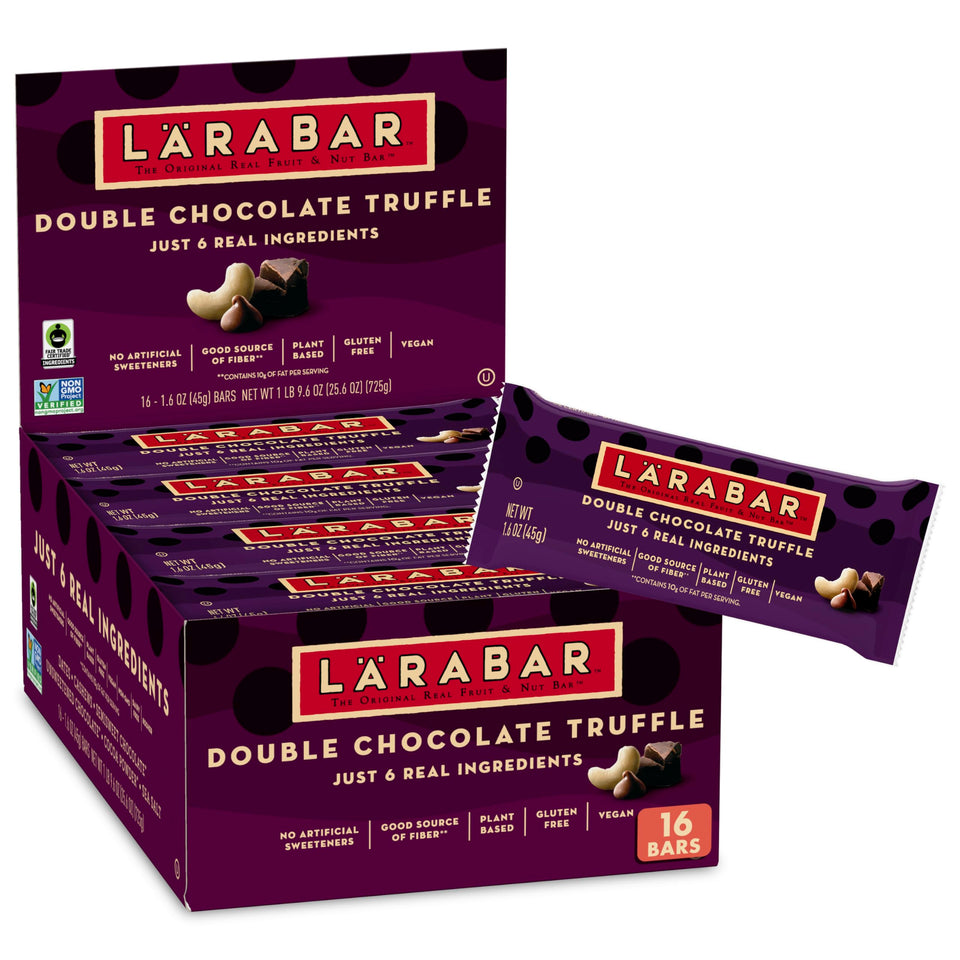 Larabar Double Chocolate Truffle pack, gluten-free vegan snack on the go.