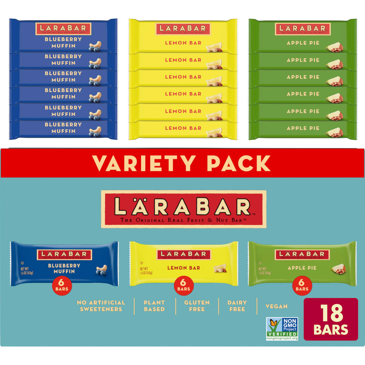 LÄRABAR Fruit Lovers Variety Box for quick, real-fruit snacking.