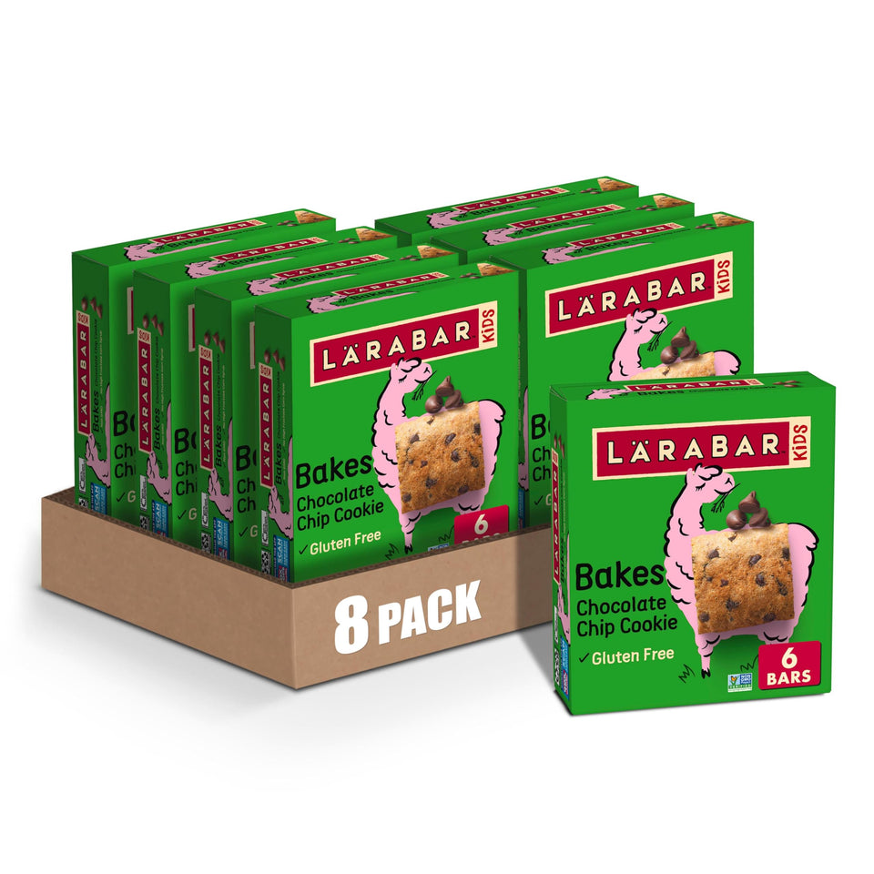 Larabar Kids Bakes Chocolate Chip Cookie Bars packaging showing gluten-free label.