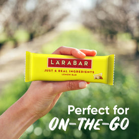LÄRABAR Lemon Bar nut-and-fruit close-up highlighting flavor.