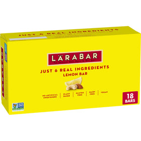 LÄRABAR Lemon Bar packaging front, a convenient grab-and-go vegan snack.