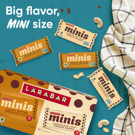LÄRABAR Minis Chocolate Chip Cookie Dough close-up showing chewy texture for a satisfying, on-the-go snack.