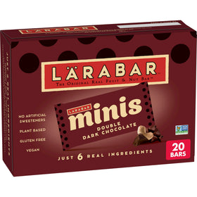 Larabar Minis Double Dark Chocolate packaging shown for on-the-go snacking