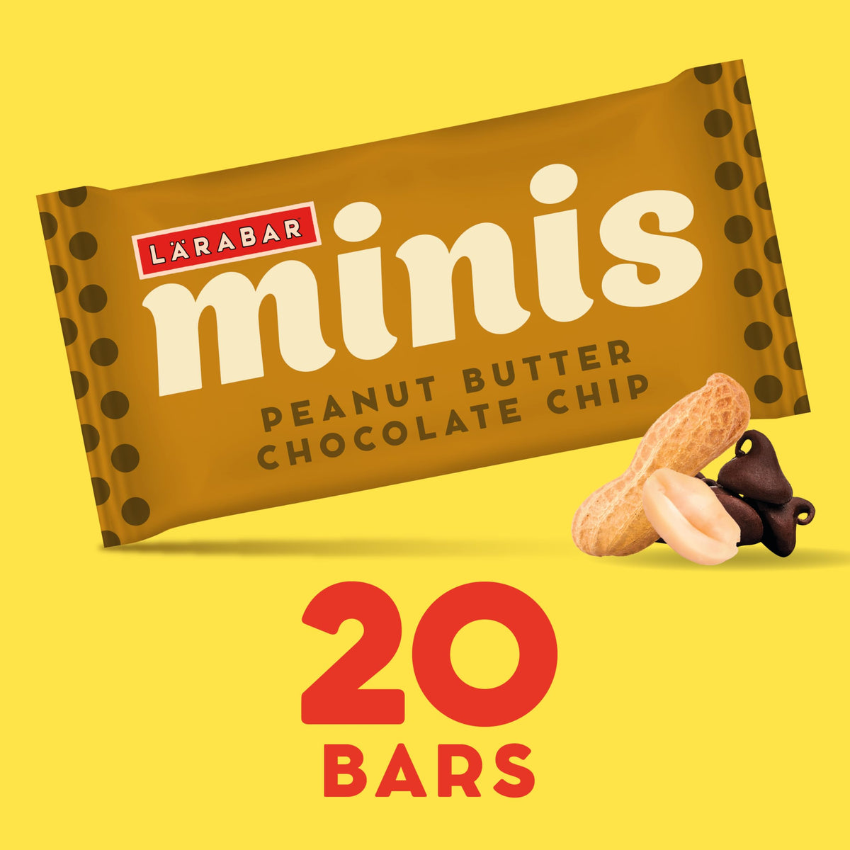 Boxed 20-count LÄRABAR Minis with gluten-free vegan labeling.